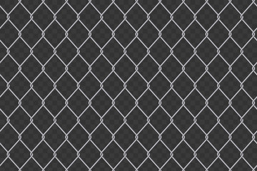 Creative vector illustration of chain link fence wire mesh steel metal isolated on transparent background. Art design gate made. Prison barrier, secured property. Abstract concept graphic element