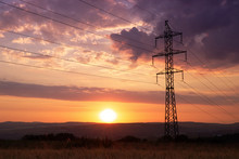 Sunset Behind Electricity Pylon