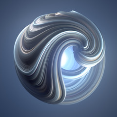 Leinwandbilder - Blue colored twisted shape. 3D render illustration
