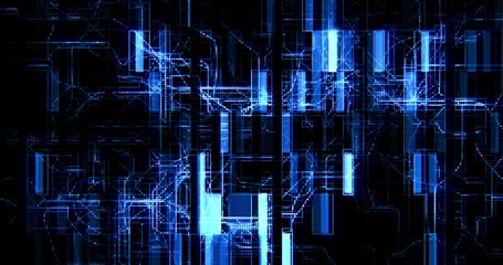 Wall Mural - abstract blue circuit computer connect background movement, concept of future technology and informa