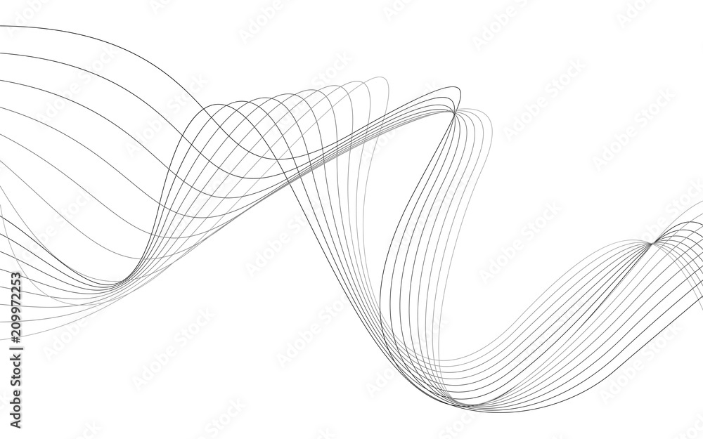 curvy abstract line wave graphic gray background - obrazy, fototapety, plakaty 