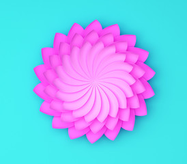 Aufkleber - Single color decorative flower on blue background. Paper origami.