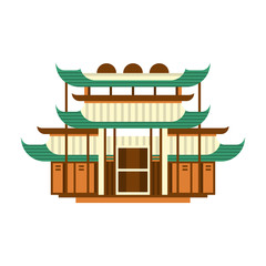 Poster - Traditional pagoda building, Asian wooden architectural object vector Illustration on a white background