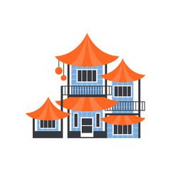 Sticker - Pagoda building, Asian architectural object vector Illustration on a white background