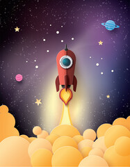 space rocket launch and galaxy .
