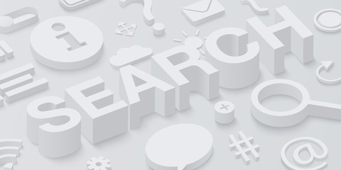 Wall Mural - grey 3d search background with ui symbols.