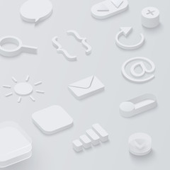 Wall Mural - grey 3d background with web symbols.