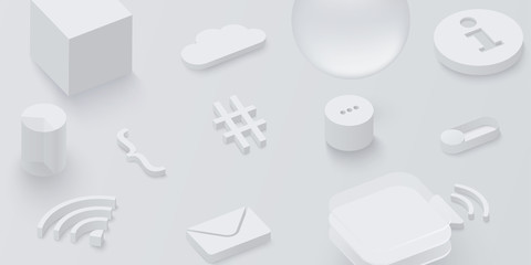 Wall Mural - grey 3d background with web symbols.