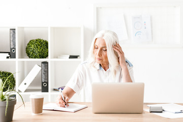 Wall Mural - Concentrated mature woman with laptop computer