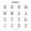 © AlexBlogoodf - Family thin line icons set: mother, father, newborn, son, daughter, lesbian, gay, single mother and child, grandmother, grandfather. Modern vector illustration.