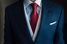 Close Up Of Goom Tie And Handkerchief