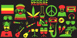 Reggae flat icons. mono vector symbol