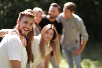 leader and group of friends of students