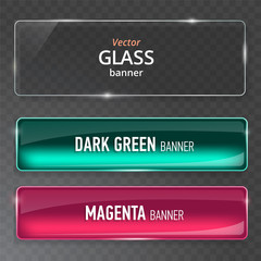 Wall Mural - glass plates set. vector glass banners on transparent background.