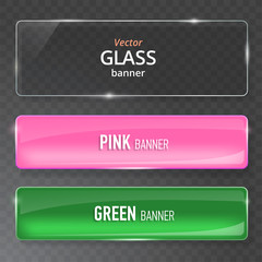 Wall Mural - glass plates set. vector glass banners on transparent background.