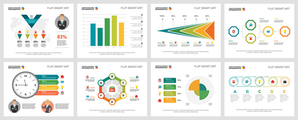 colorful finance or management concept infographic charts set. business design elements for presenta