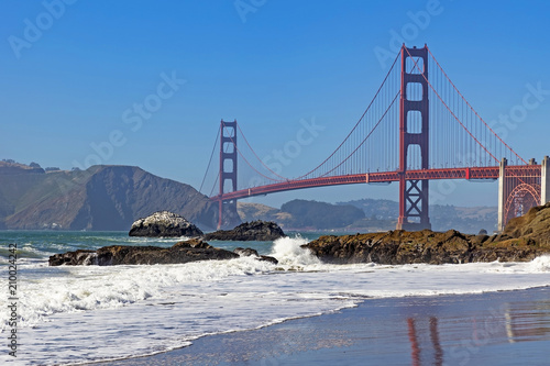 Zdjęcie XXL Kalifornia plaża przy Golden Gate Bridge