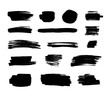 Vector Black Ink Smears, Paint Texture, Design Elements Set  Background.