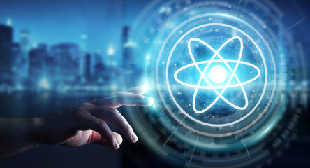 Aufkleber - Businessman using modern molecule structure 3D rendering