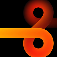Wall Mural - bright orange abstract line on black background.