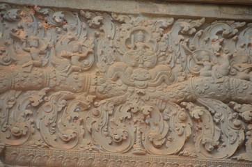 relief angkor ancient temple cambodia sculpture