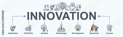 Fotografía Innovation banner web icon for business, inspiration, research, analysis, Development and science technology
