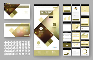 Wall Mural - website design template and interface elements