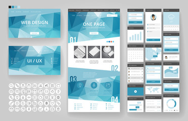 Wall Mural - website design template and interface elements