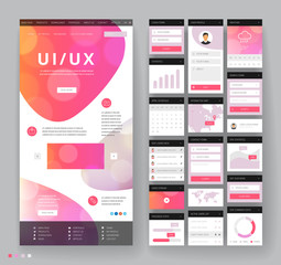 Wall Mural - website template design with interface elements