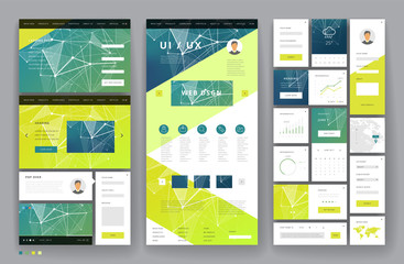 website template design with interface elements