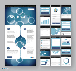 Wall Mural - Website template design with interface elements