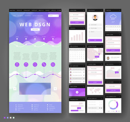 Wall Mural - Website template design with interface elements