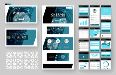 Wall Mural - website design template and interface elements