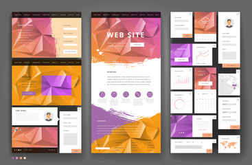Wall Mural - Website template design with interface elements