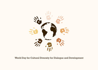 Wall Mural - World Day for Cultural Diversity for Dialogue and Development vector. Cultural Diversity Day vector illustration. Color hand print picture. Important day