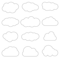 Clouds line art icon. Storage solution element, databases, networking, software image, cloud and meteorology concept. Vector illustration isolated on white background
