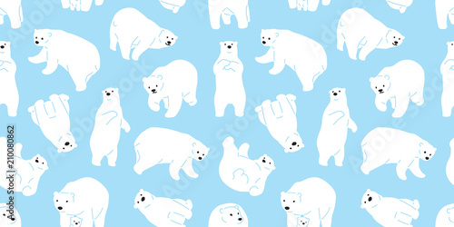Obraz na płótnie bear seamless pattern polar bear vector panda teddy background isolated repeat wallpaper