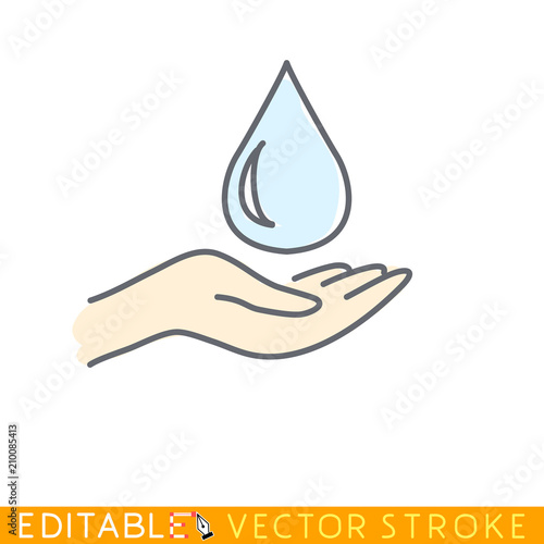 Drop Of Water Over Hand Save Water Ecological Concept