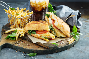 Canvas Print - Panini sandwich with chicken and cheese