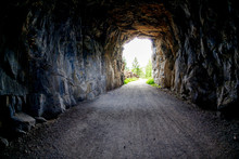 Light At The End Of The Tunnel At Myra Canyon In Kelowna, BC, Canada