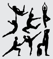 Wall Mural - Ballerina and yoga sport silhouette. Good use for symbol, logo, web icon, mascot, or any design you want.