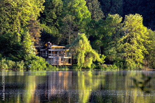 Lonely Little House In The Forest By The Lake Relaxing