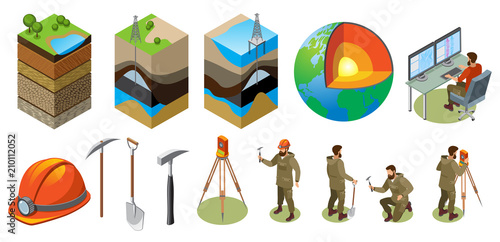 Cuadros en Lienzo Earth Exploration Isometric Icons