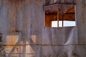 old tent with window