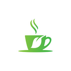 Green tea green coffee natural herb organic health logo or icon design