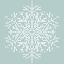 Round White Snowflake. Abstract Winter Ornament. Fine Snowflake