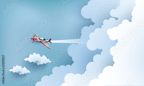 Dekoracja na wymiar  ilustracja-samolotu-nad-chmurami-i-gorami