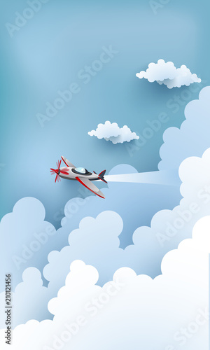 Foto-Schiebegardine Komplettsystem - illustration of an airplane over a clouds and mountains. (von Framework Wonderland)
