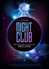 Wall Mural - disco ball background. disco party poster on open space background. night club