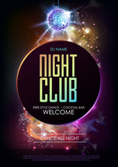 Wall Mural - disco ball background. disco party poster on open space background. night club